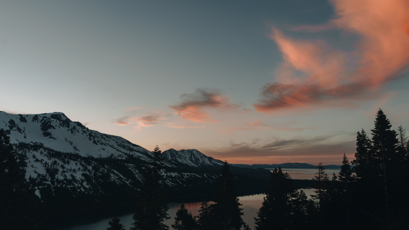 Wallpaper : nature, landscape, clouds, sky, sunset, trees, river, water