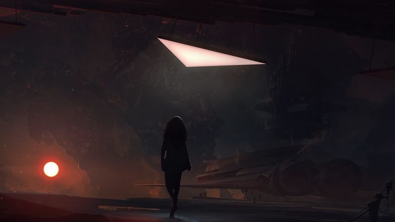 fantasy umění, noc, večer, světlo, osvětlení, fáze