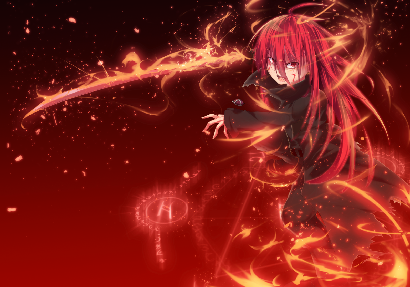 ภาพประกอบ, สาวอะนิเมะ, สีแดง, Shakugan no Shana, Shana, Alastor Shakugan no Shana, เปลวไฟ, ความมืด, ภาพหน้าจอ, วอลล์เปเปอร์คอมพิวเตอร์, เทคนิคพิเศษ, ปรากฏการณ์ทางธรณีวิทยา