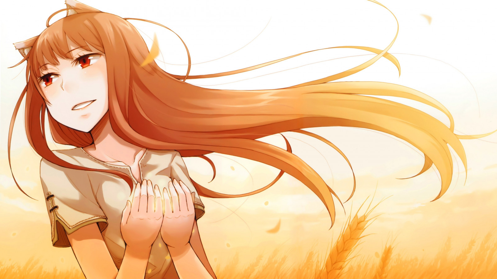 ilustrace, anime, anime dívky, kreslená pohádka, Holo, Koření a vlk, Okamimimi, hříva, mustang kůň