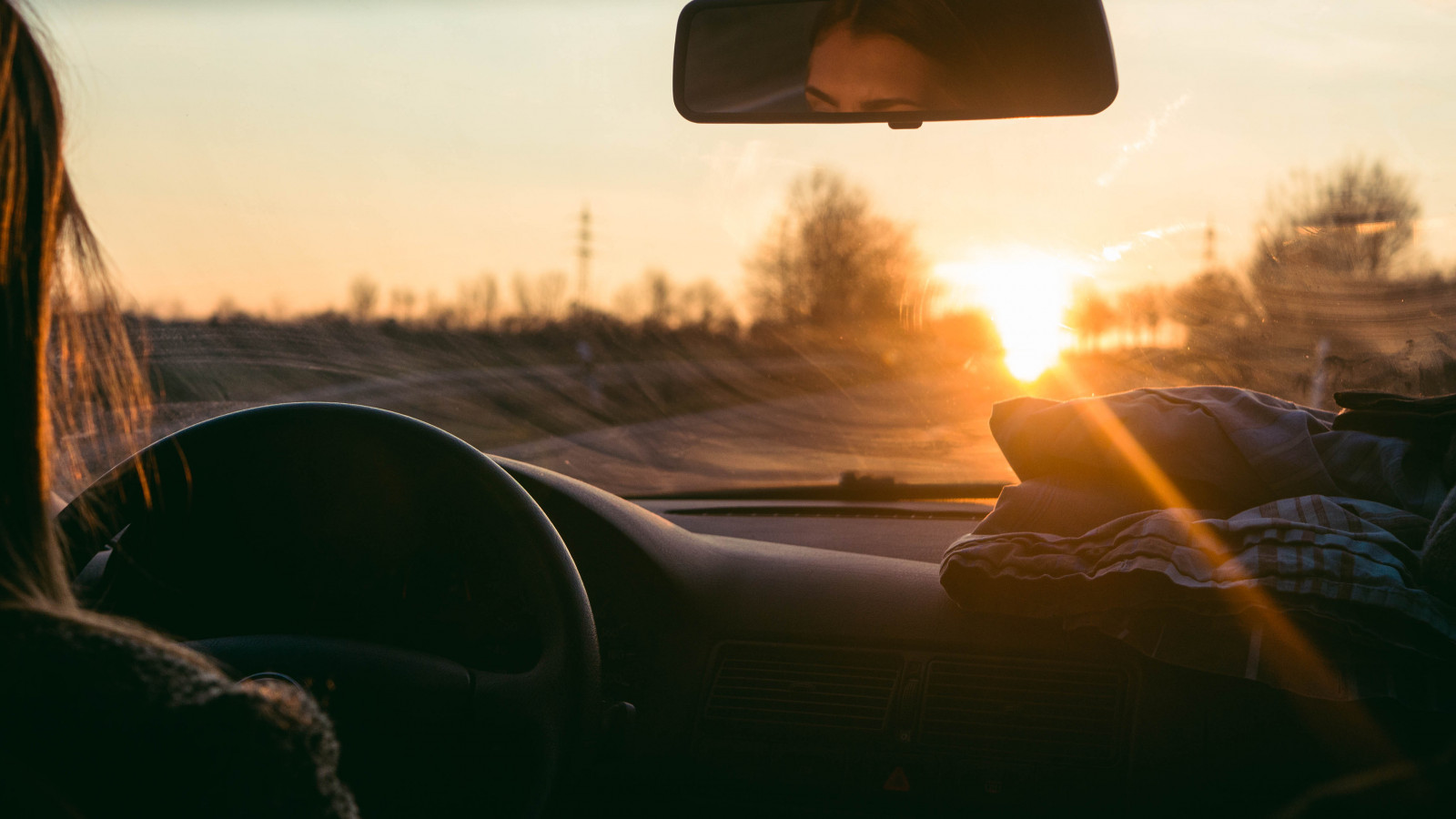 Wallpaper sunlight, sunset, car, reflection, road, sunrise, evening