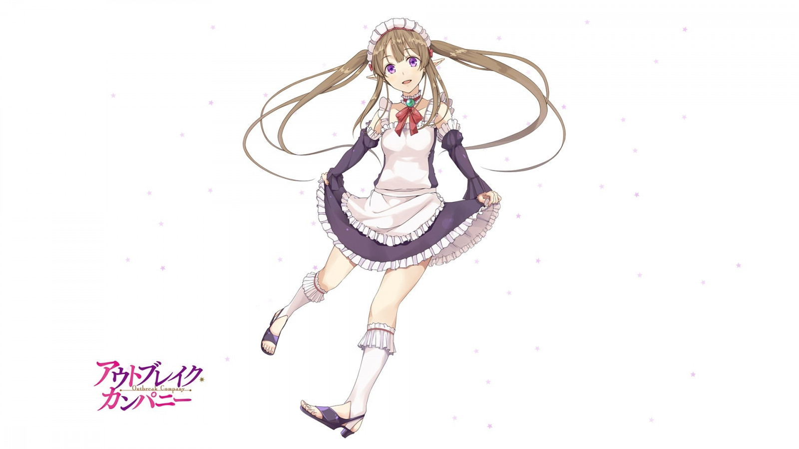 illustrazione, anime girls, cartone animato, Outbreak Company, Myucel Foaran, schizzo, costumi