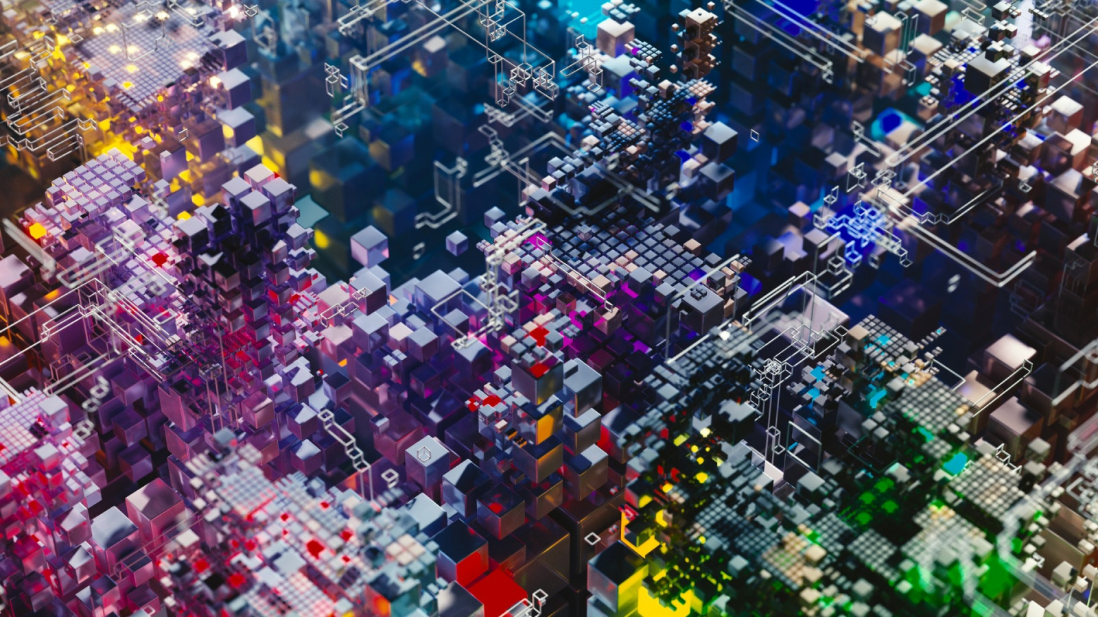 krychle, barvitý, abstraktní, 3D, 3D Abstract, struktura