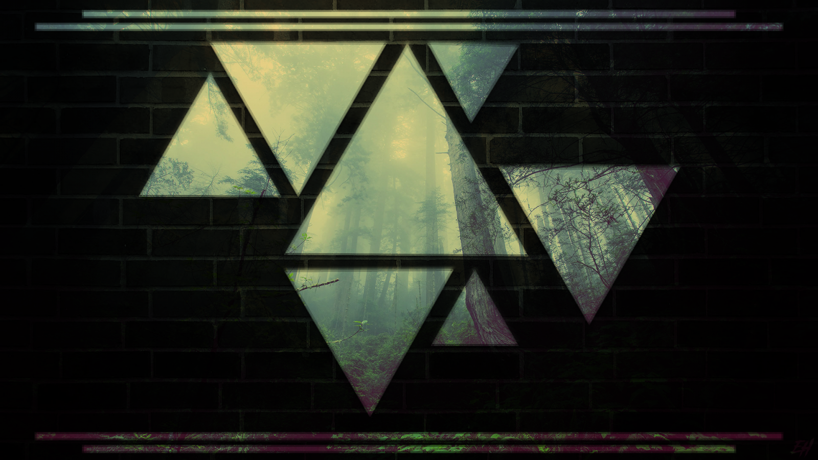 Příroda, les, trojúhelník, abstraktní