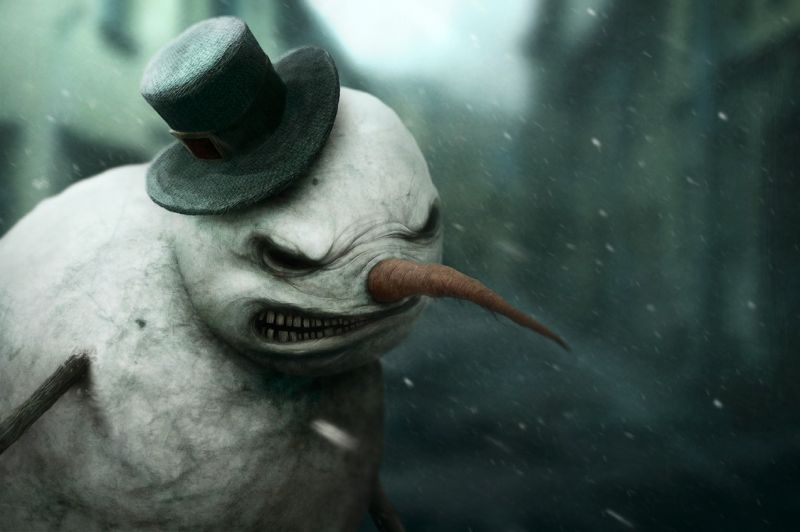 digital art, creepy, snow, winter, snowman, snowmen digital art, creepy, snow, winter, snowman, snowmen