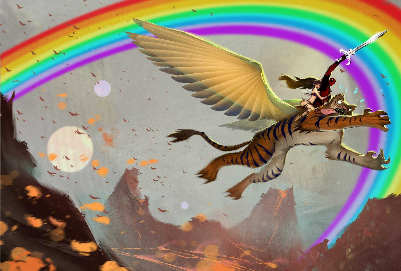 illustrazione, Marvel Comics, Piscina morta, Merc con una bocca, colore, ala, personaggio fittizio