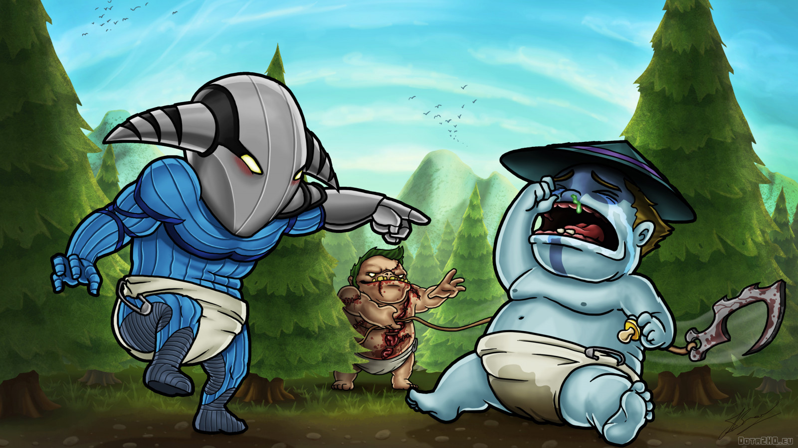 illustrazione, cartone animato, Dota 2, Spirito tempestoso, Sven, Pudge, immagine dello schermo