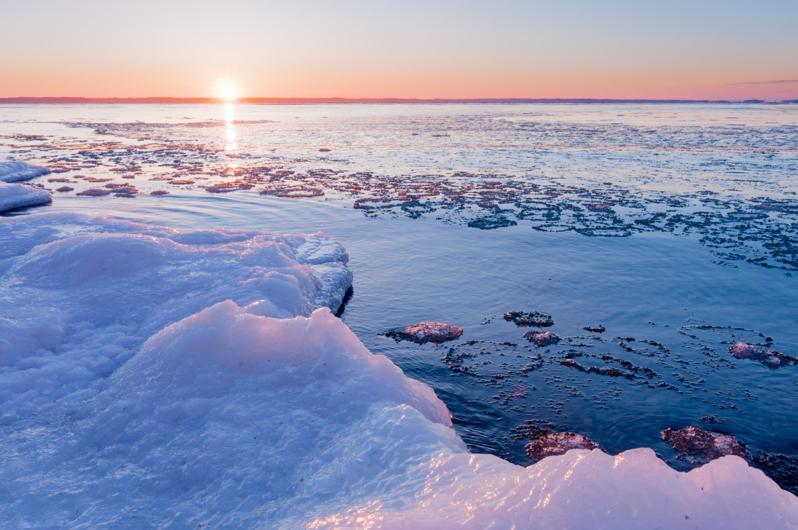 Michigan, Michiganské jezero, Tokina, široký úhel, zima, led, voda, mraky, přímořská krajina, krajina, Leelanau, Northport, zamrzlý, northernmichigan, waterscape, velká jezera