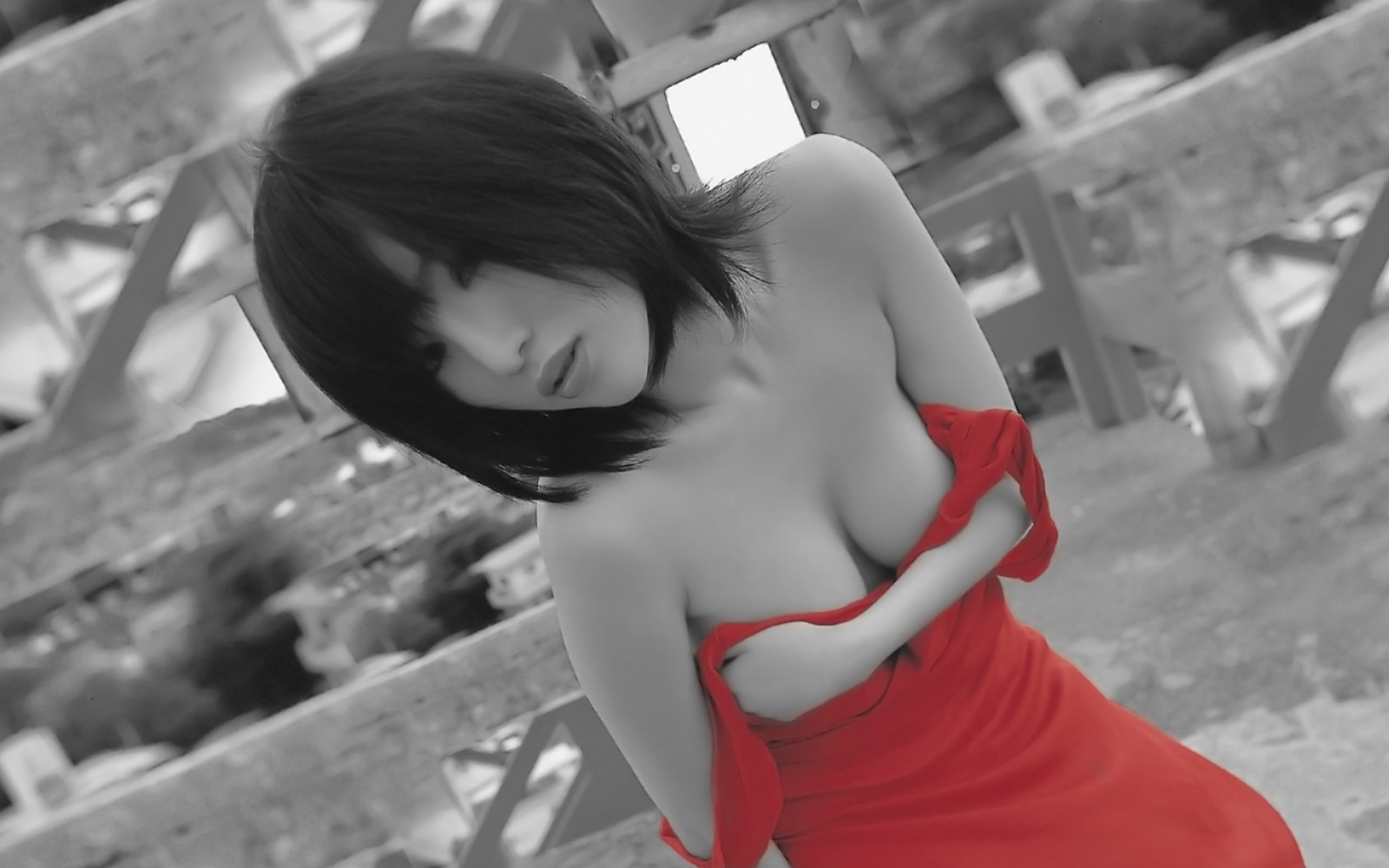 bílý, Černá, ženy, model, Červené, asijský, fotografování, červené šaty, emoce, Osoba, oblečení, barva, dívka, krása, dáma, fotografie, smysl, obraz, focení, umění model, interakce