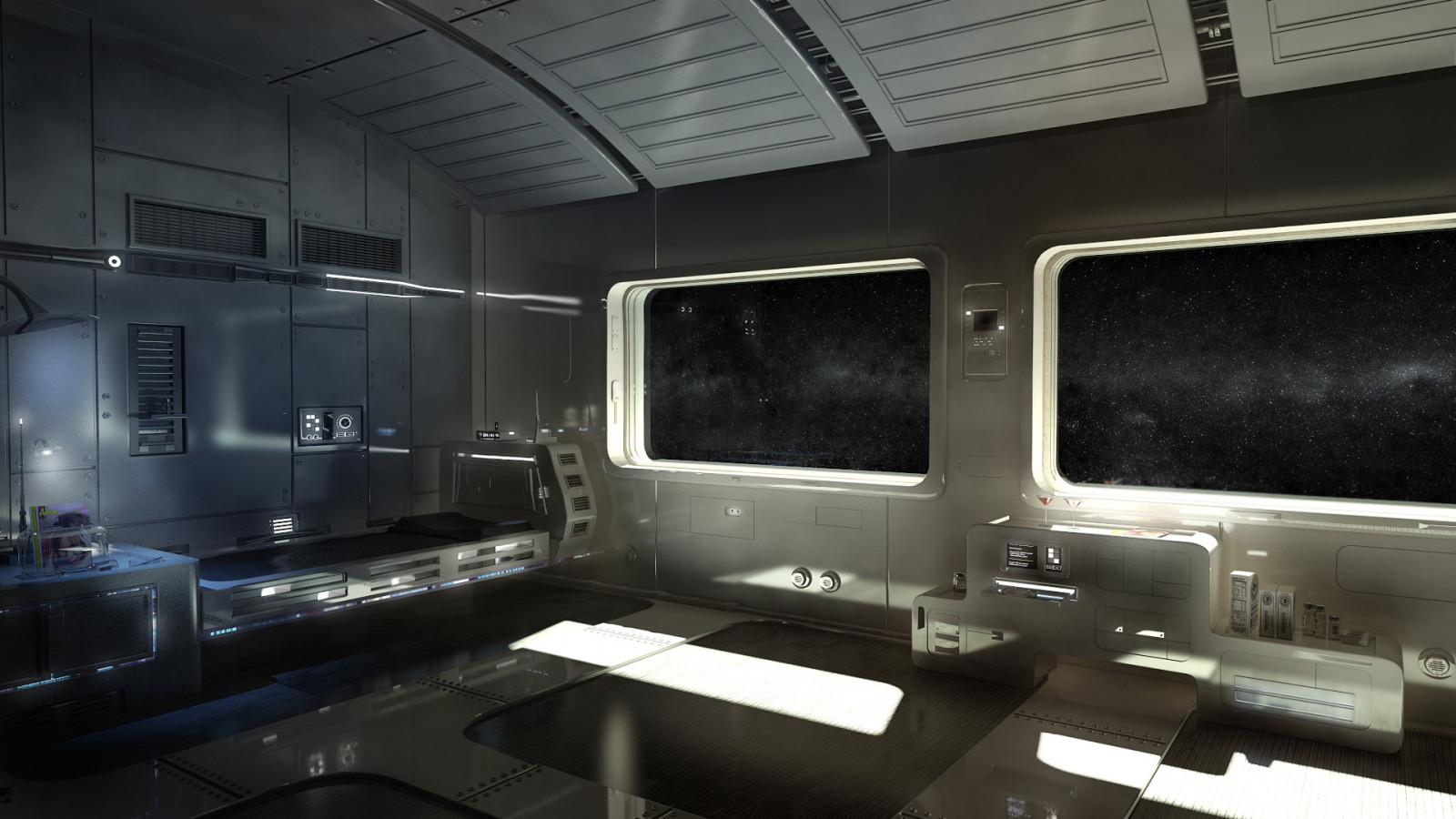 renderowanie, przestrzeń, pokój, futurystyczny, pojazd, CGI, fantastyka naukowa, projektowanie wnętrz, transport, projekt, transport publiczny, salon