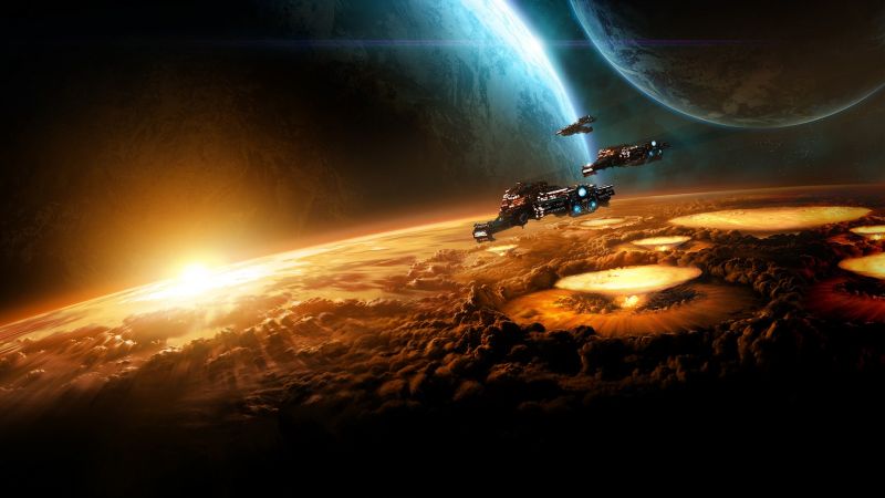 noc, prostor, Země, atmosféra, Starcraft II, světlo noc, prostor, Země, atmosféra, Starcraft II, světlo
