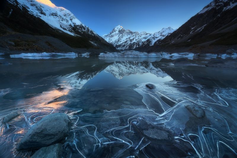 Aoraki National Park, la glace, Lac, paysage, la nature Aoraki National Park, la glace, Lac, paysage, la nature
