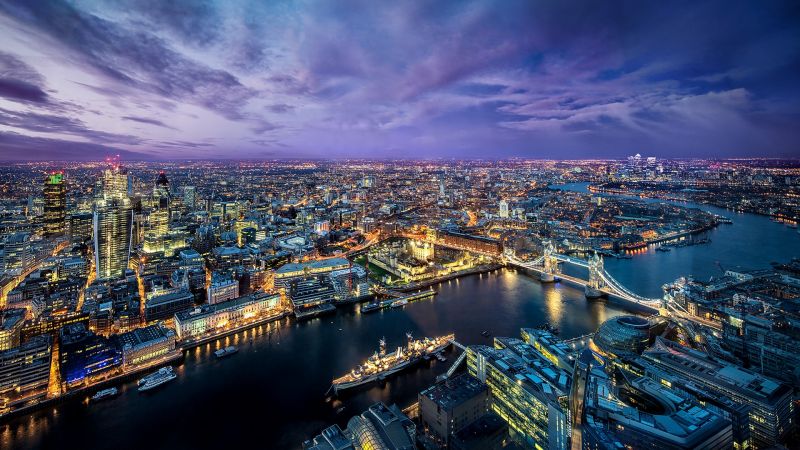 Londra, città, paesaggio urbano, notte, tramonto, mare Londra, città, paesaggio urbano, notte, tramonto, mare
