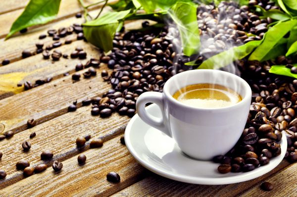 table,grains,leaves,saucer,cup,coffee
