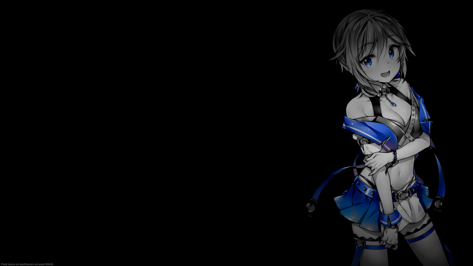 anime dívky, černé pozadí, tmavé pozadí, jednoduché pozadí, selektivní barevné