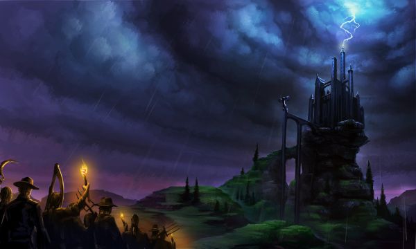 fantastic,fantasy,6000x3600 px,castle,clouds,frankenstein