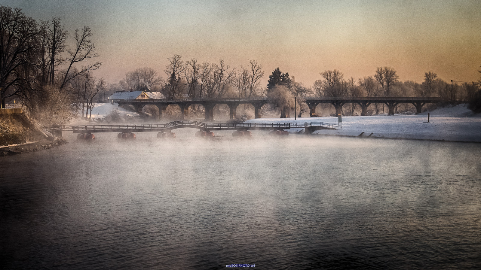 sollys, landskab, solnedgang, sø, vand, natur, afspejling, sne, vinter, solopgang, aften, morgen, tåge, bro, flod, Canon, HDR, Europa, skumring, Kroatien, Tåget, Hrvatska, Sky, træ, tåget, tåge, vejr, daggry, sæson, cro, Karlovac, ponton, atmosfærisk fænomen, Woodenbridge