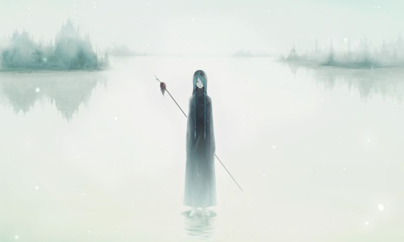 Anime, Anime girls, Su, mavi, Yansıma, kış