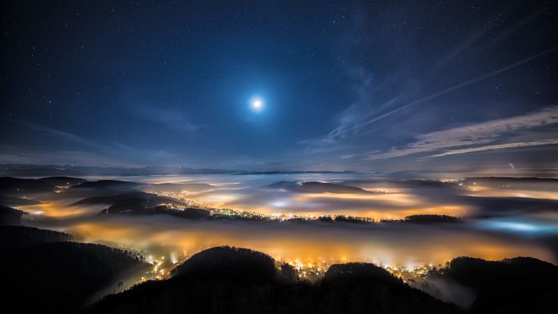 slunečnímu záření, světla, město, noc, krajina, Příroda slunečnímu záření, světla, město, noc, krajina, Příroda