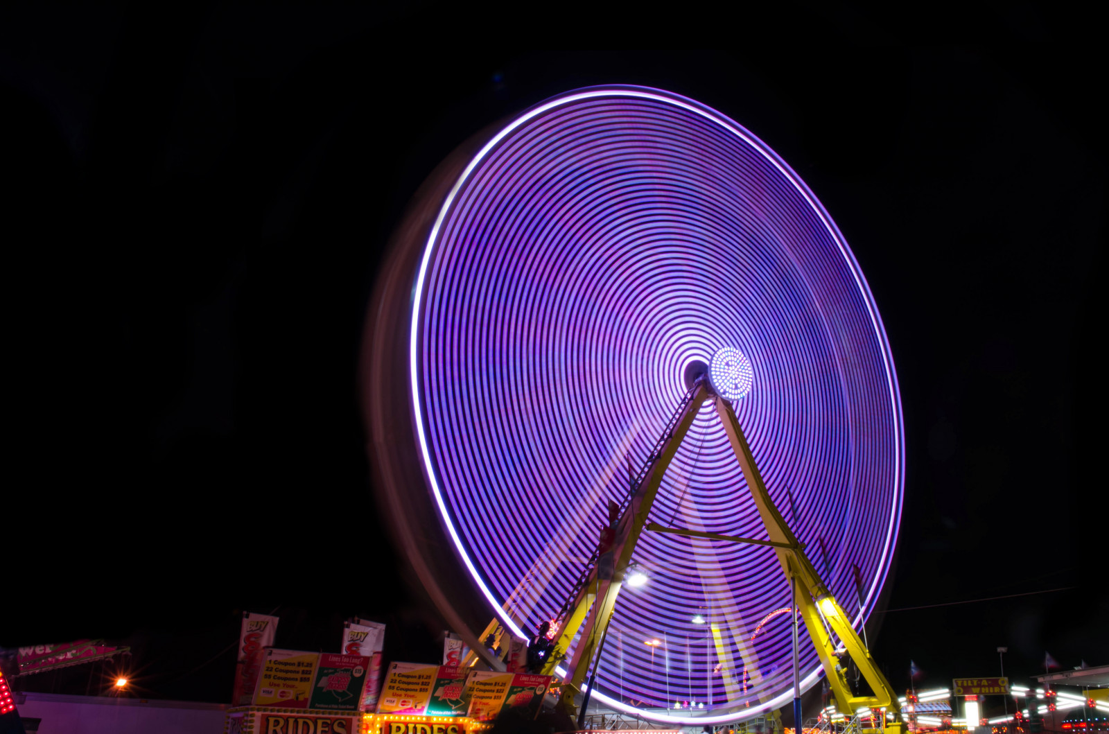 Wallpaper lights, city, night, sky, purple, ferris wheel, circle