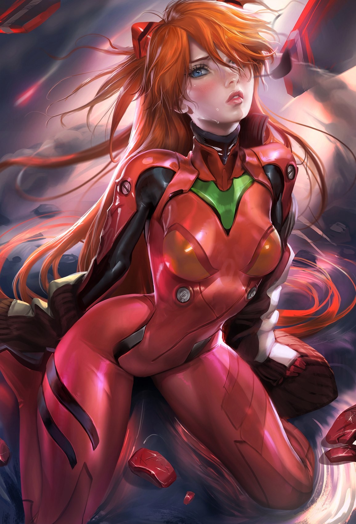 ilustrace, anime, Neon Genesis Evangelion, Asuka Langley Soryu, super hrdina, realistický, komiks, Sakimichan, fiktivní postava, komiks, beletrie, žena bojovník