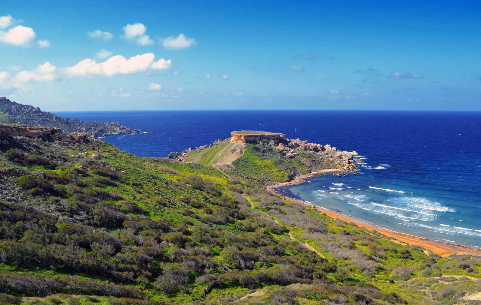 Fondos de pantalla costa, Malta, sea sky, ghajn tuffieha, horizonte