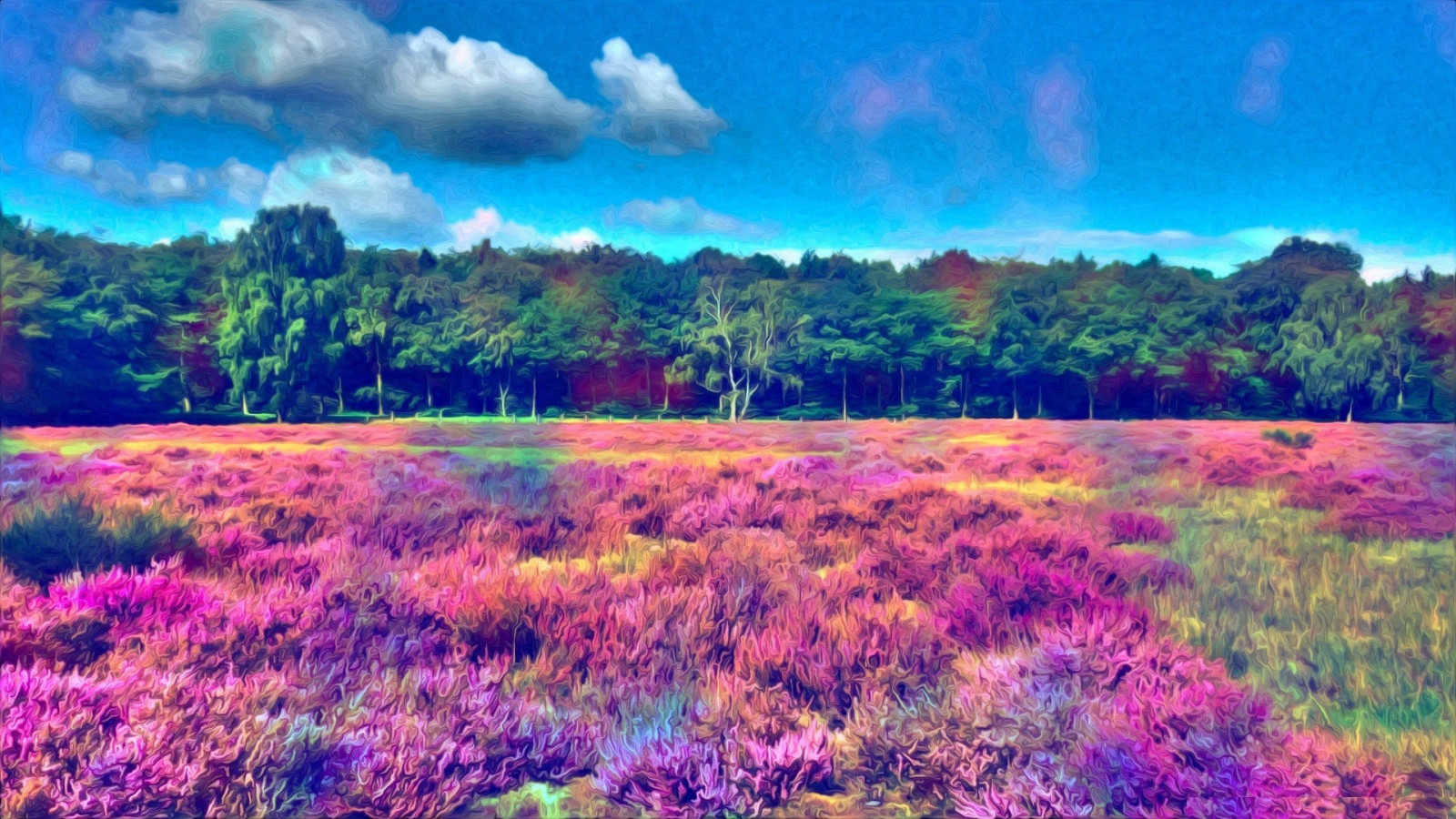 Wallpaper : trees, landscape, colorful, forest, digital art, grass ...
