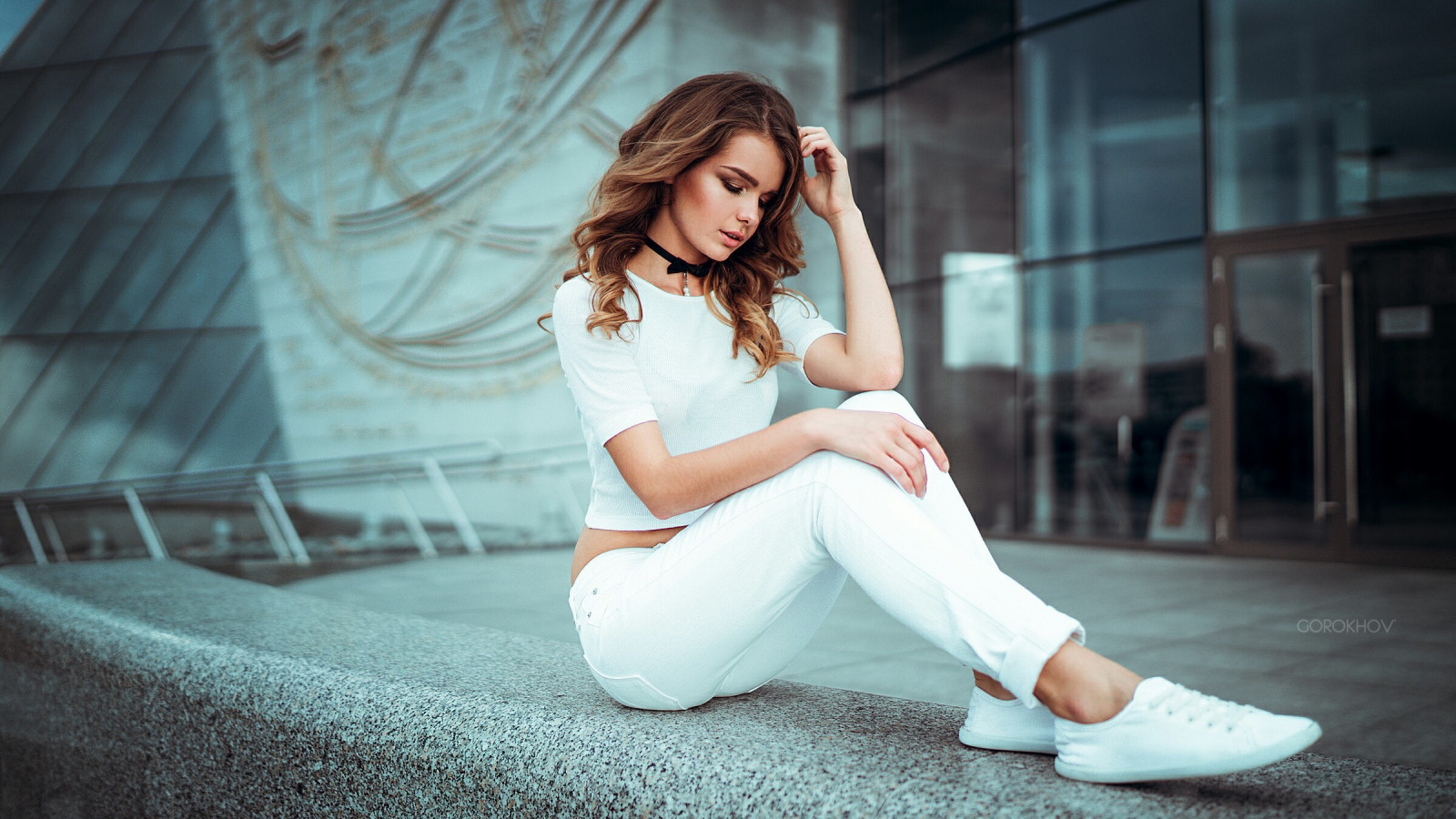 bianca, donne, modello, ritratto, capelli lunghi, seduta, fotografia, vestito, moda, capelli ramati, abiti bianchi, Irina Regent, ragazza, bellezza, donna, sposa, gamba, fotografia, posizioni umani, fotografia di ritratto, servizio fotografico