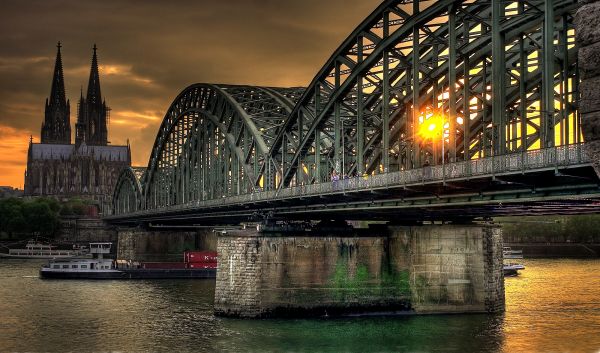 bridge, train, sunset, ice, station, speed