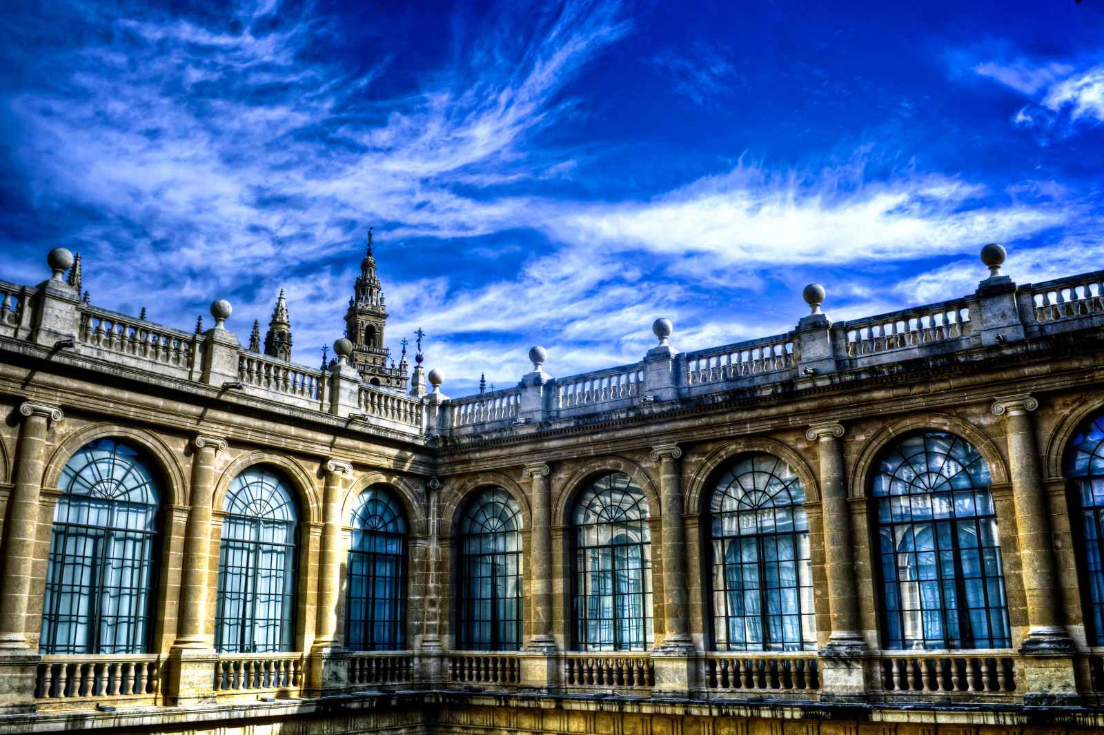 Archivodeindias, Sevilla, Sevilla, Giralda, andalucia, Andalusie, espana, Španělsko, nikond5200, modrý, azul, nebe, cielo, mraky