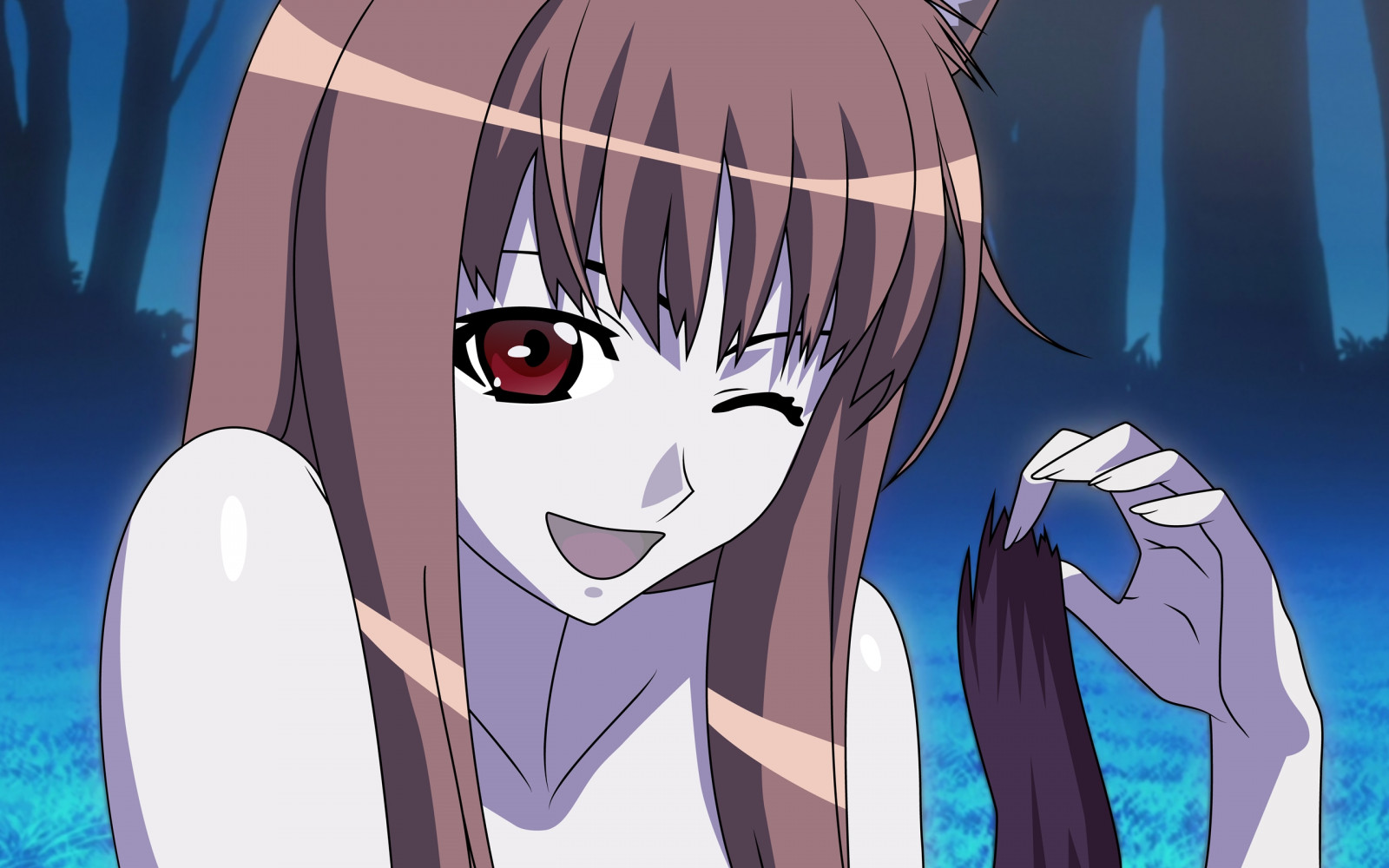 illustration, anime, brunette, tegneserie, nuttet, pige, smil, skærmbillede, mangaka, flirt, krydderi ulv