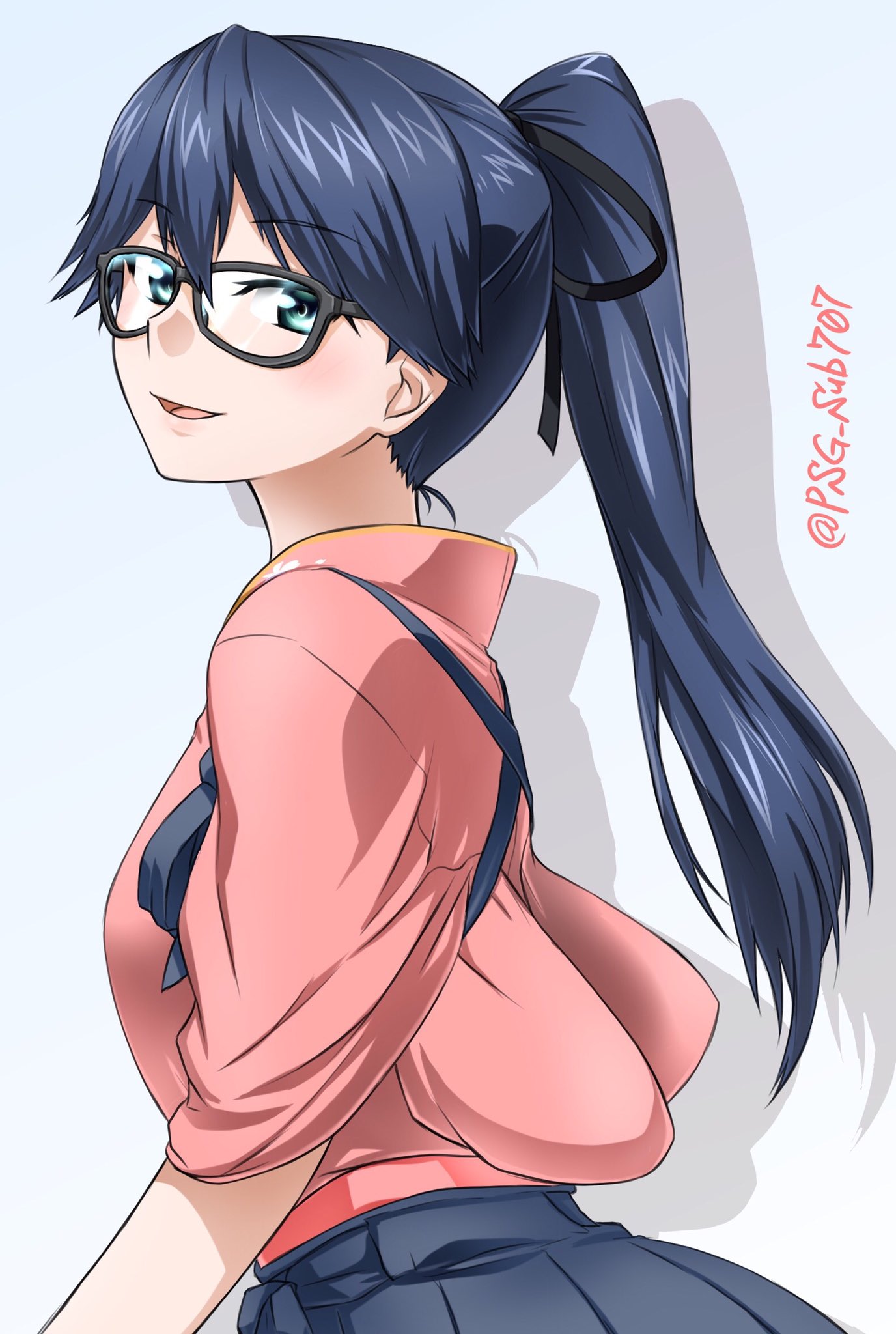 Anime, Anime Mädchen, Kantai-Sammlung, Houshou KanColle, Pferdeschwanz, Brünette, Solo, Kunstwerk, digitale Kunst, Fan Art