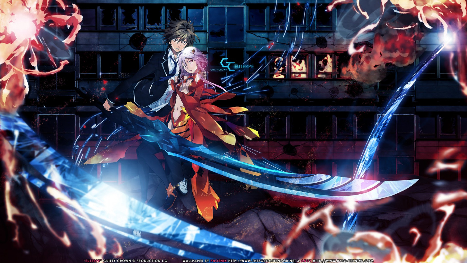 Wallpaper Guilty Crown, Yuzuriha Inori, Ouma Shuu, performance, stage