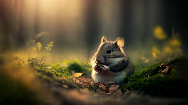 ai art,depth of field,moss,mice,eating