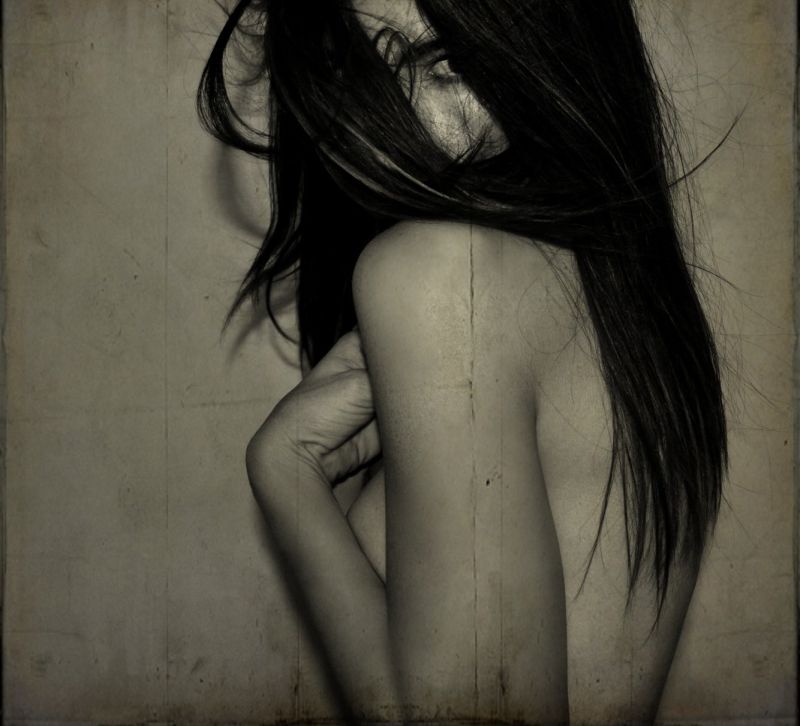 bílý, Černá, černobílý, model, portrét, dlouhé vlasy