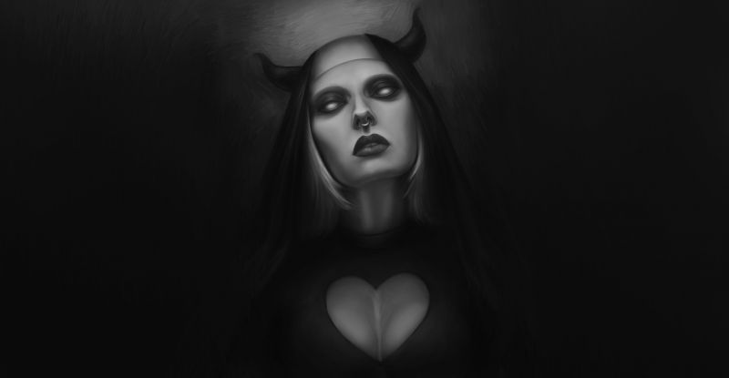 umělecká díla, černobílý, tvář, fantasy dívky, fantasy umění umělecká díla, černobílý, tvář, fantasy dívky, fantasy umění