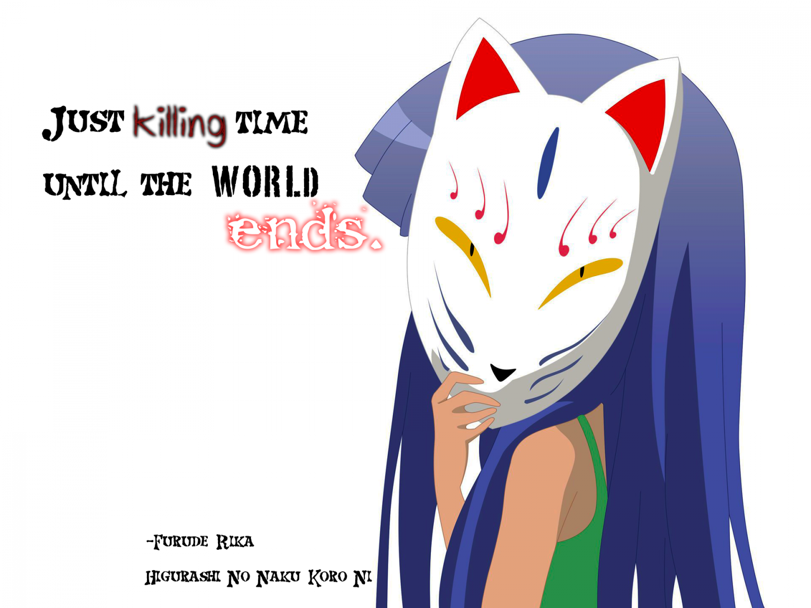 ilustrace, citát, anime, anime dívky, kreslená pohádka, značka, Higurashi No Naku Koro Ni, Furude Rika, mangaka