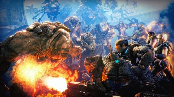 Scream,Gears of War,monster,shooting,soldiers,Marcus Fenix
