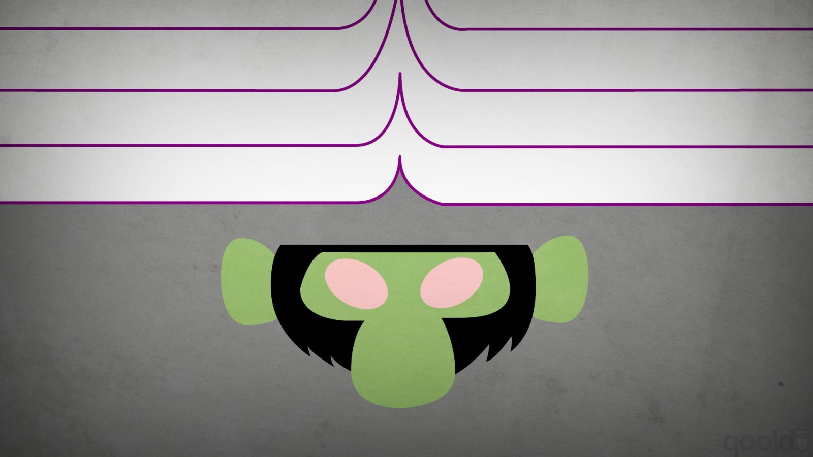 ilustrace, minimalismus, brýle, text, logo, symetrie, zelená, vzor, kruh, Mojo Jojo, Powerpuff dívky, Blo0p, barva, tvar, design, čára, číslo, 1920x1080 px, počítač tapeta, font, opice