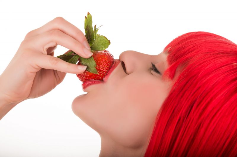 Frau, Modell-, rot, Erdbeeren, Gesicht, Rothaarige Frau, Modell-, rot, Erdbeeren, Gesicht, Rothaarige