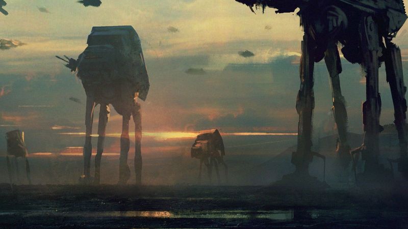 Guerra de las Galaxias, puesta de sol, Obra de arte, ciencia ficción, noche, Mañana Guerra de las Galaxias, puesta de sol, Obra de arte, ciencia ficción, noche, Mañana