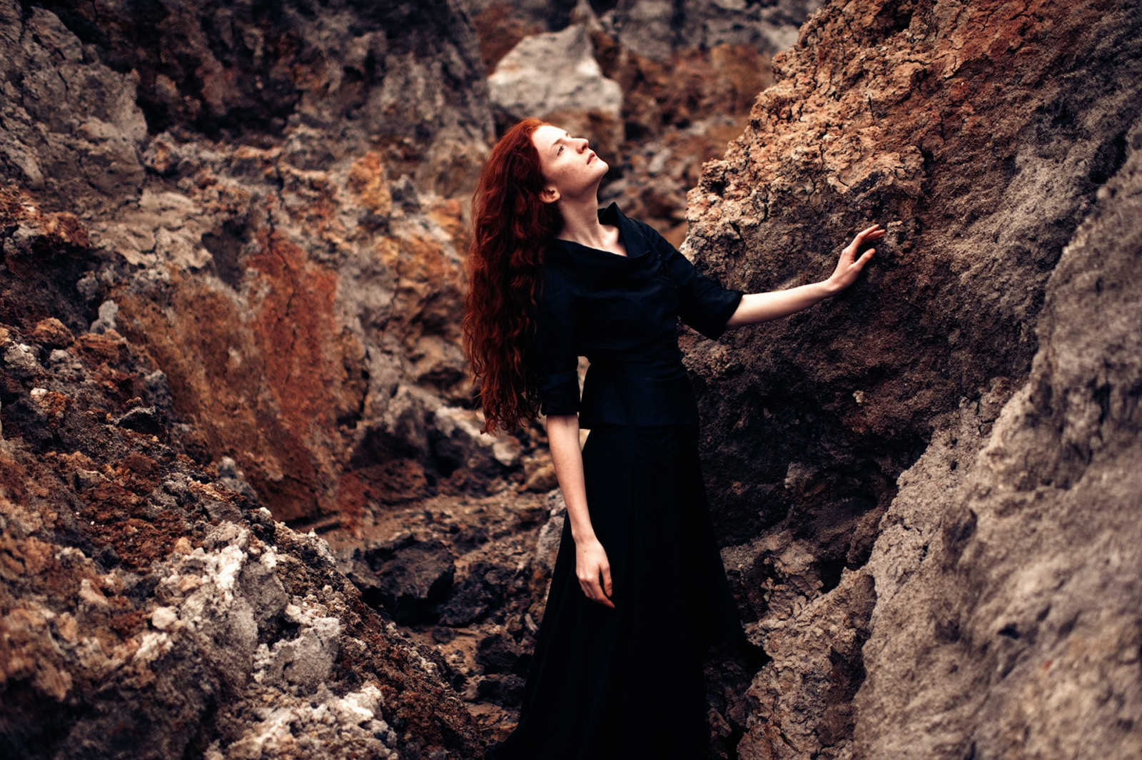 ženy venku, ženy, ryšavý, model, fantasy umění, Skála, horolezectví, Formace, dobrodružství, rekreace, půda, geologie, rekreaci ve volné přírodě, sportovní lezení, zdarma sólo lezení