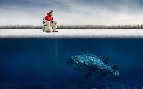 2880x1800 px, big, fish, fisherman, fishing, funny
