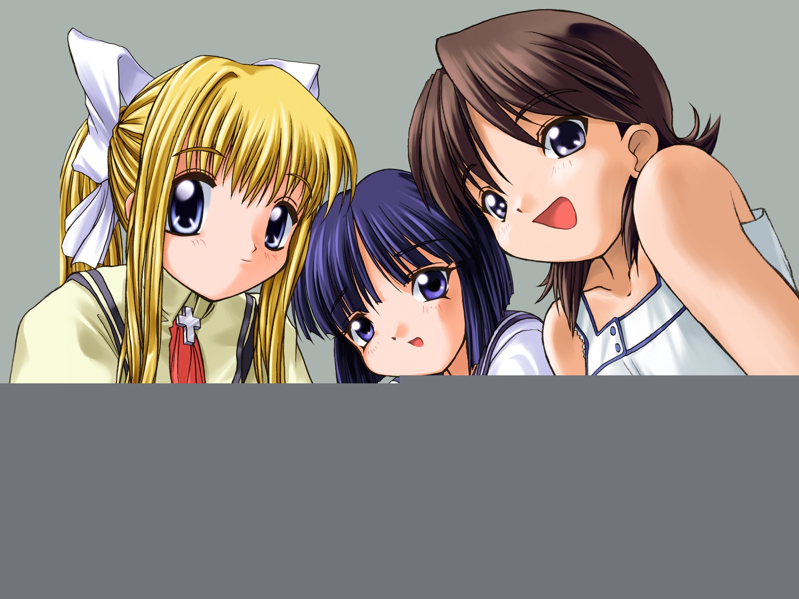 ilustrace, anime, kreslená pohádka, černé vlasy, Radost, pusa, vzduch, Kanon, Kamio Misuzu, Bosshi, Tsukimiya Ayu, dívka, mangaka, k srdci