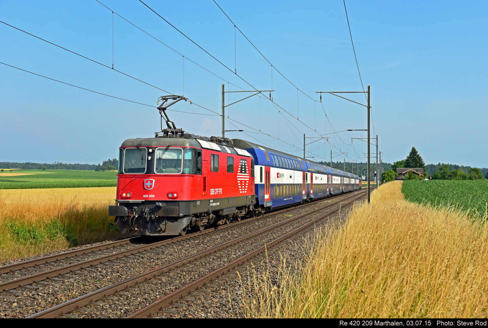 nebe, vozidlo, pole, vlak, lev, doprava, lokomotiva, rostlina, dráha, prostý, 209, SBB, prérie, venkov, druh dopravy, veřejná doprava, železniční doprava, kolejová vozidla, železniční vůz, FFS, cff, elektrické napájení, 216, elektrická lokomotiva, S11, Re420, Schaffausen, Schaffhouse, Marthalen, Z richhardbr cke