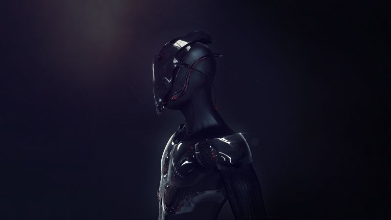 robot, Bilim kurgu, Işık, siyah, dijital sanat, Heykel robot, Bilim kurgu, Işık, siyah, dijital sanat, Heykel