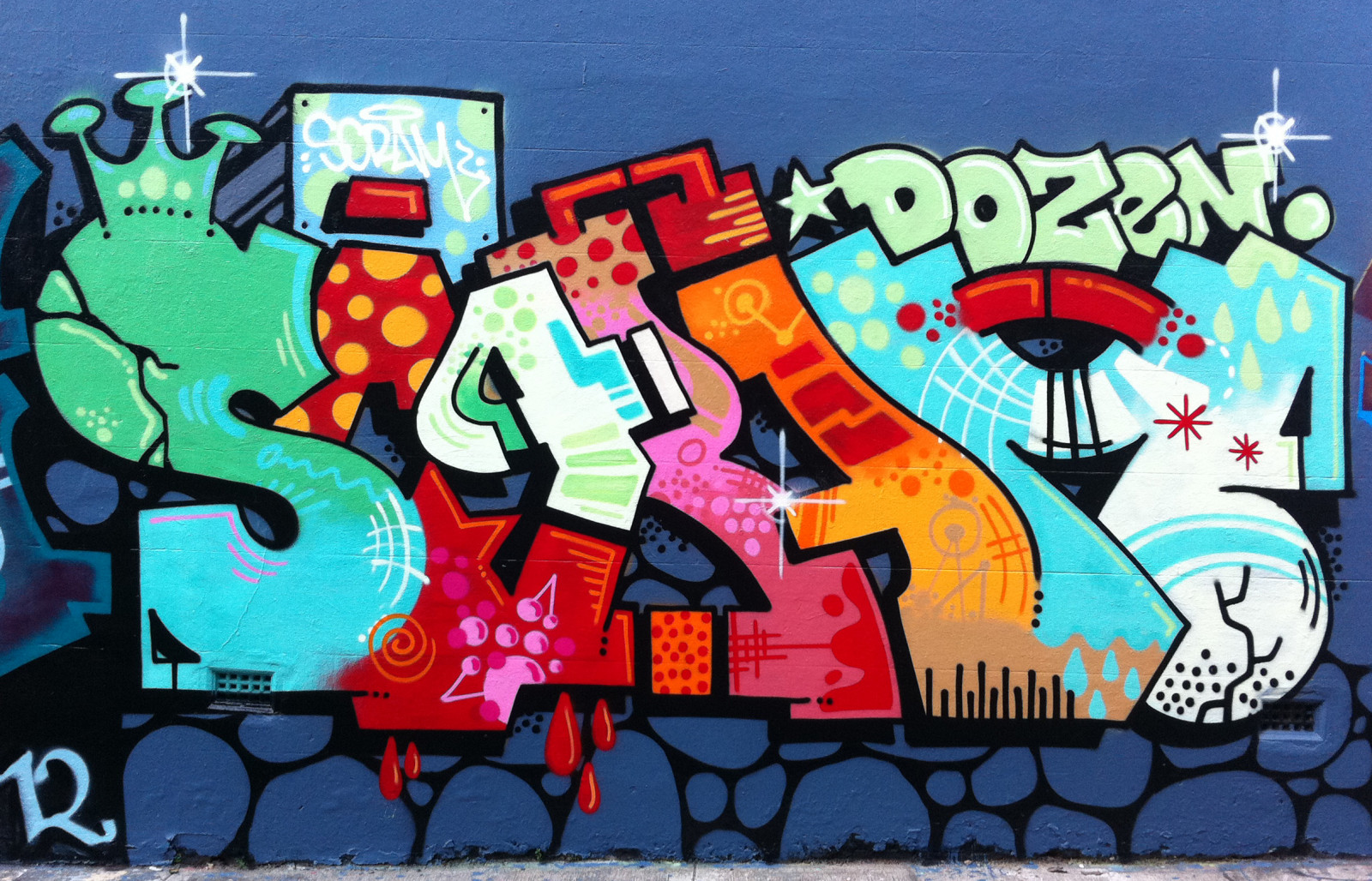 ilustrace, grafiti, pouliční umění, Sydney, nástěnná malba, 2012, UMĚNÍ, vypadni, tucet