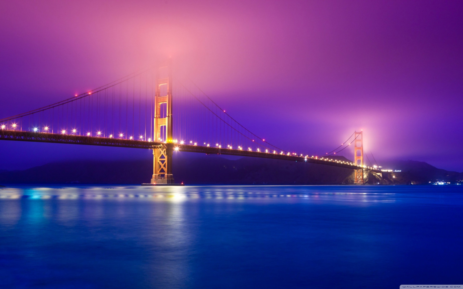 Wallpaper lights, cityscape, night, reflection, skyline, evening