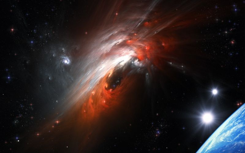 galassia, pianeta, rendere, spazio, stelle, nebulosa galassia, pianeta, rendere, spazio, stelle, nebulosa