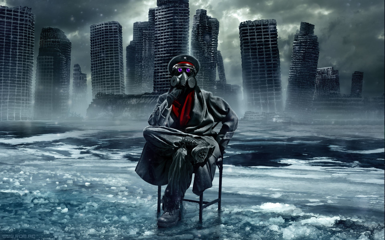 monochrome, snow, winter, ice, Romantically Apocalyptic, Vitaly S Alexius, weather, season, darkness, screenshot, atmospheric phenomenon, computer wallpaper, water feature